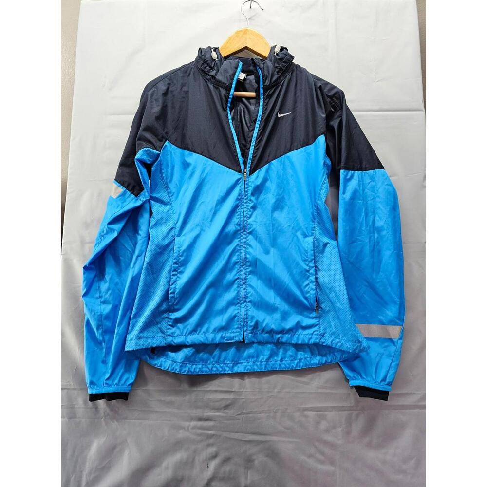 Nike Running Windbreaker Jacket Blue Black Hooded Womens Small